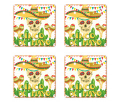 Skull Maracas Coaster Set Of Four