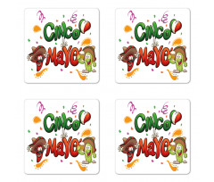 Mexican Cartoon Coaster Set Of Four