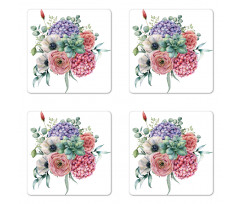 Hydrangeas Bouquet Coaster Set Of Four