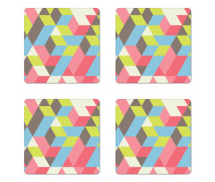 Colorful Polygonal Pattern Coaster Set Of Four