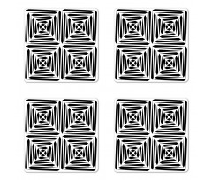 Monochromatic Stripes Art Coaster Set Of Four