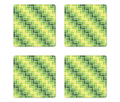 Diagonal Greenish Geometry Coaster Set Of Four