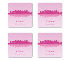 Calligraphic City Skyline Coaster Set Of Four