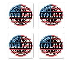 Grunge Style American Text Coaster Set Of Four