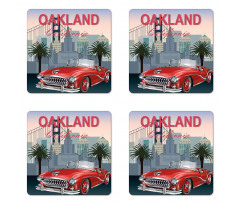 Car with a City on the Back Coaster Set Of Four