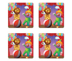 Lion Clown Performance Coaster Set Of Four