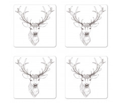 Sketch of Deer Head Coaster Set Of Four