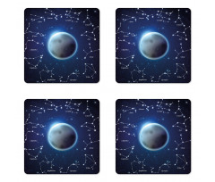 Zodiac Signs Around Moon Coaster Set Of Four