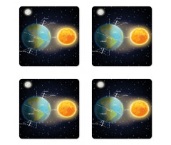 Day and Night Cycle Earth Coaster Set Of Four