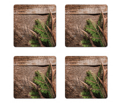 Evergreen Branch Deer Coaster Set Of Four