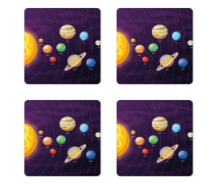 Planets Planetary Orbits Coaster Set Of Four