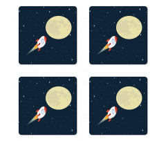 Flying Rocket and Moon Coaster Set Of Four