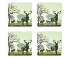 Deer and Nature Park Coaster Set Of Four