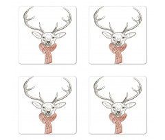 Deer with Scarf Winter Coaster Set Of Four