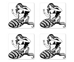 Fish Tailed Young Girl Coaster Set Of Four