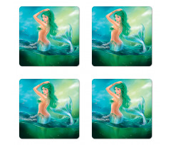 Mermaid Tail Waves Sea Coaster Set Of Four