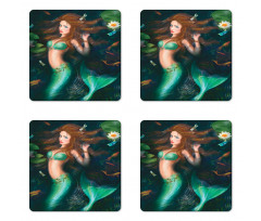 Mermaid Lake Lilies Coaster Set Of Four