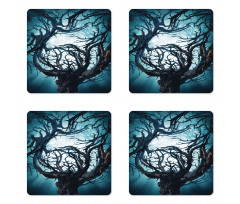 Night Big Mystic Tree Coaster Set Of Four