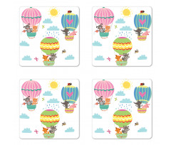 Animals Fly Nursery Coaster Set Of Four