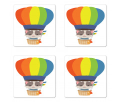 Cartoon Kitten Sky Coaster Set Of Four