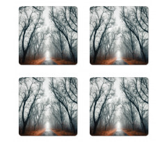 Autumn Sky and Leaves Coaster Set Of Four