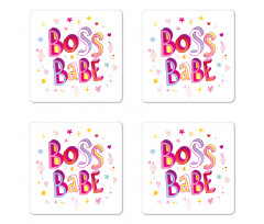 Colorful Graphic Wording Coaster Set Of Four