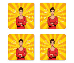 Strong Woman and Arms Coaster Set Of Four