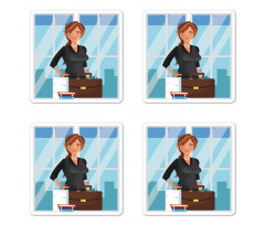 Businesswoman at Office Coaster Set Of Four