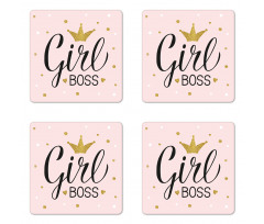 Dots Crown and Text Coaster Set Of Four