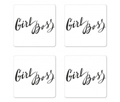 Monochrome Feminine Text Coaster Set Of Four