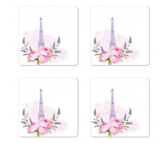 Spring Flora Eiffel Tower Coaster Set Of Four