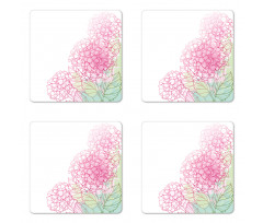 Grunge Paint Art Flowers Coaster Set Of Four