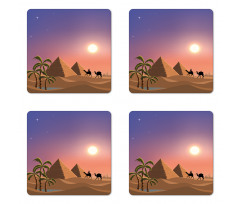 Caravan Camels Desert Scene Coaster Set Of Four