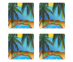 Big Palm Leaves Wild Outdoors Coaster Set Of Four