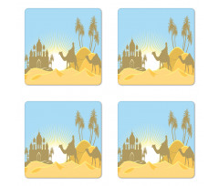 Trees and Camels on a Desert Coaster Set Of Four