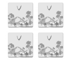 Monotone Greyscale Sand Dunes Coaster Set Of Four