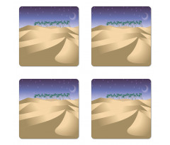 Crescent Moon Far Away Trees Coaster Set Of Four