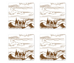 Sketchy Hand Drawn Camels Coaster Set Of Four