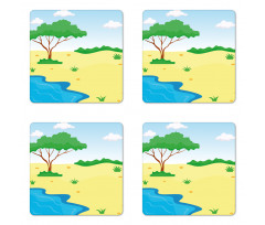 Cartoon Style Little Pond Coaster Set Of Four