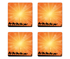 Sunburst Effect and Camels Coaster Set Of Four