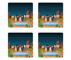 Eastern Traditional Family Coaster Set Of Four