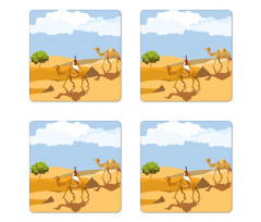 Woman Riding a Camel Coaster Set Of Four