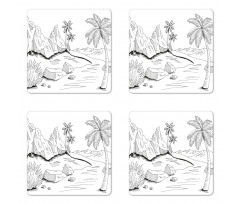 Pencil Sketch Outline Drawing Coaster Set Of Four