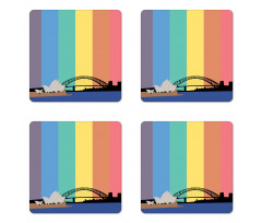 Sydney Building on Rainbow Coaster Set Of Four