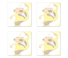 Singing Man Pastel Sketch Coaster Set Of Four