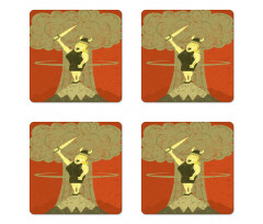 Grunge Singing Lady Coaster Set Of Four