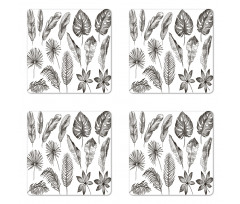 Monochrome Exotic Leaf Coaster Set Of Four