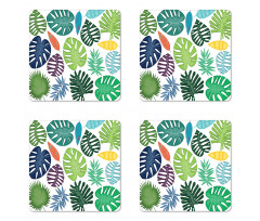 Colorful Bold Leaves Coaster Set Of Four