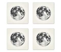 Detailed Sketchy Moon Coaster Set Of Four