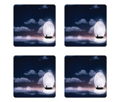 Fisherman in Boat Night Coaster Set Of Four